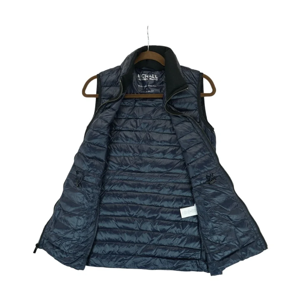 Michael Michael Kors Packable Down Fill Puffer Vest Size S Navy‎ Full Zip Nylon
